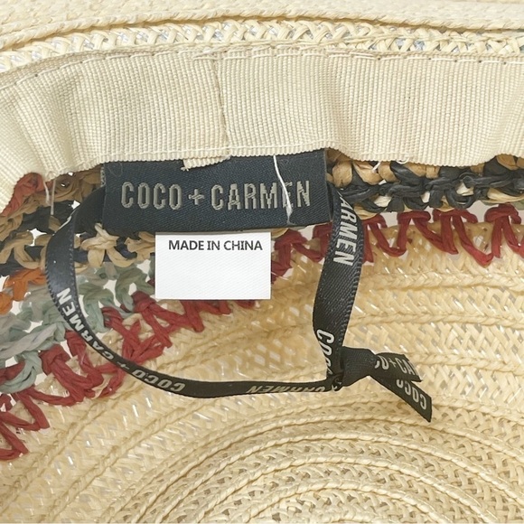 COCO + CARMEN Women’s Rainbow Stripe Paper Hat Pool Cruise Vacation Beach One S - Picture 5 of 5